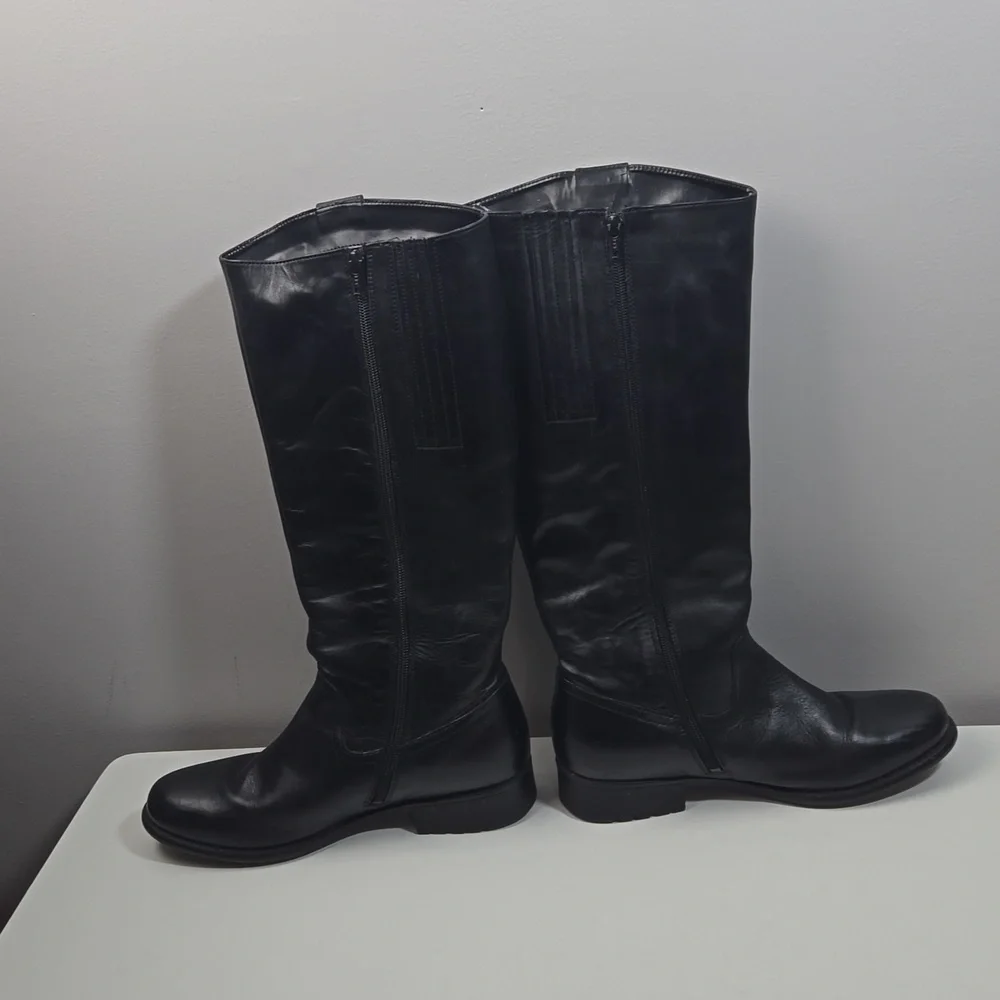 Clarks Black Leather Tall Riding Boots